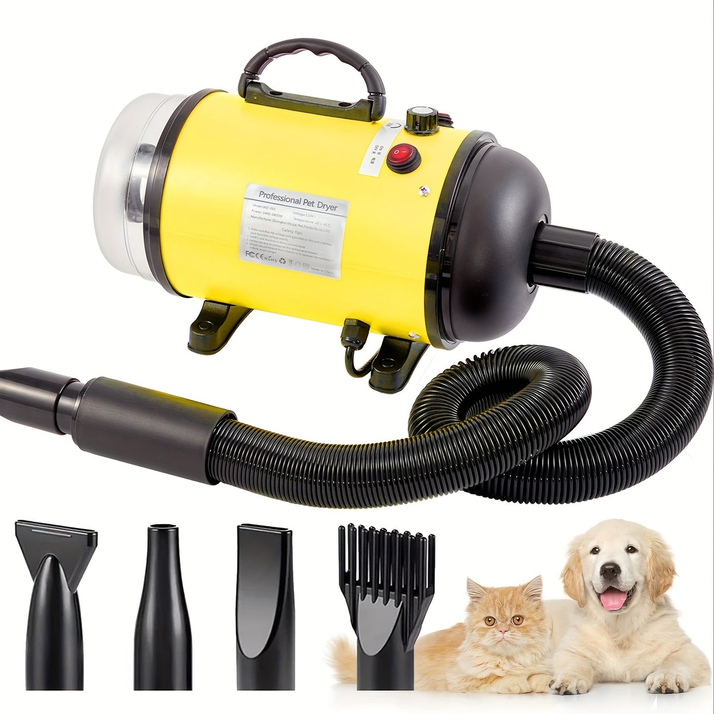 Pulseur Professionnel Silencieux – 4 Embouts & Tuyau 2,5 m