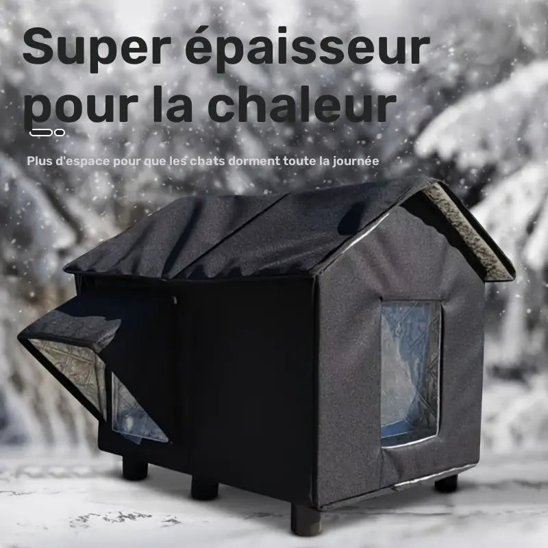Maison Imperméable Noire pour Chats et Petits Chiens