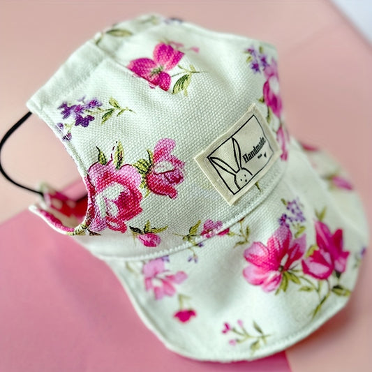 Casquette Fleurie avec Sangle Ajustable – Chapeau Estival pour Chats