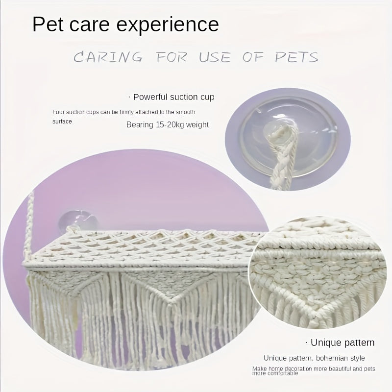 Hamac de Fenêtre en Macramé pour Chat