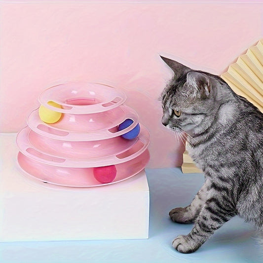 Tour de Jeu à Trois Niveaux avec Boules pour Chat