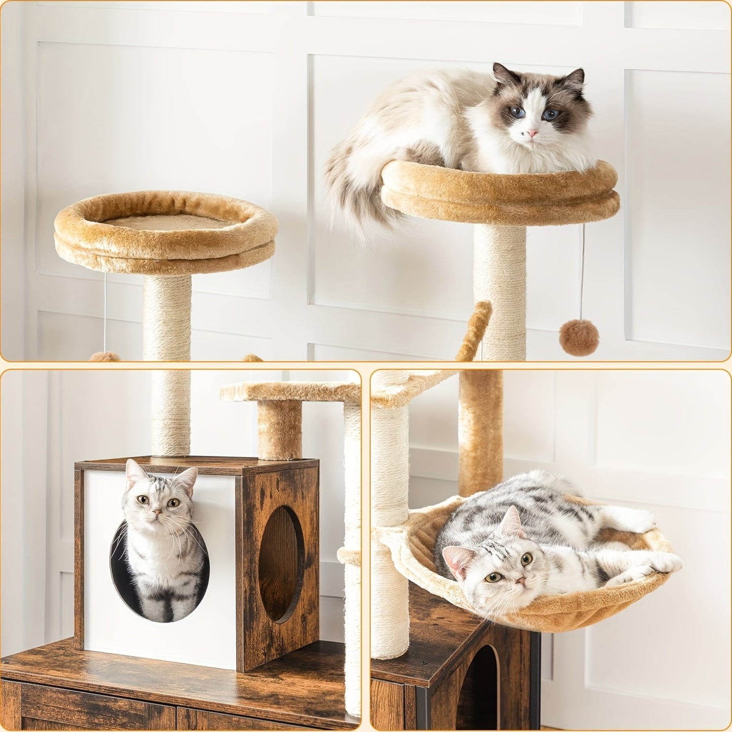 Arbre à Chat avec Meuble pour Litière