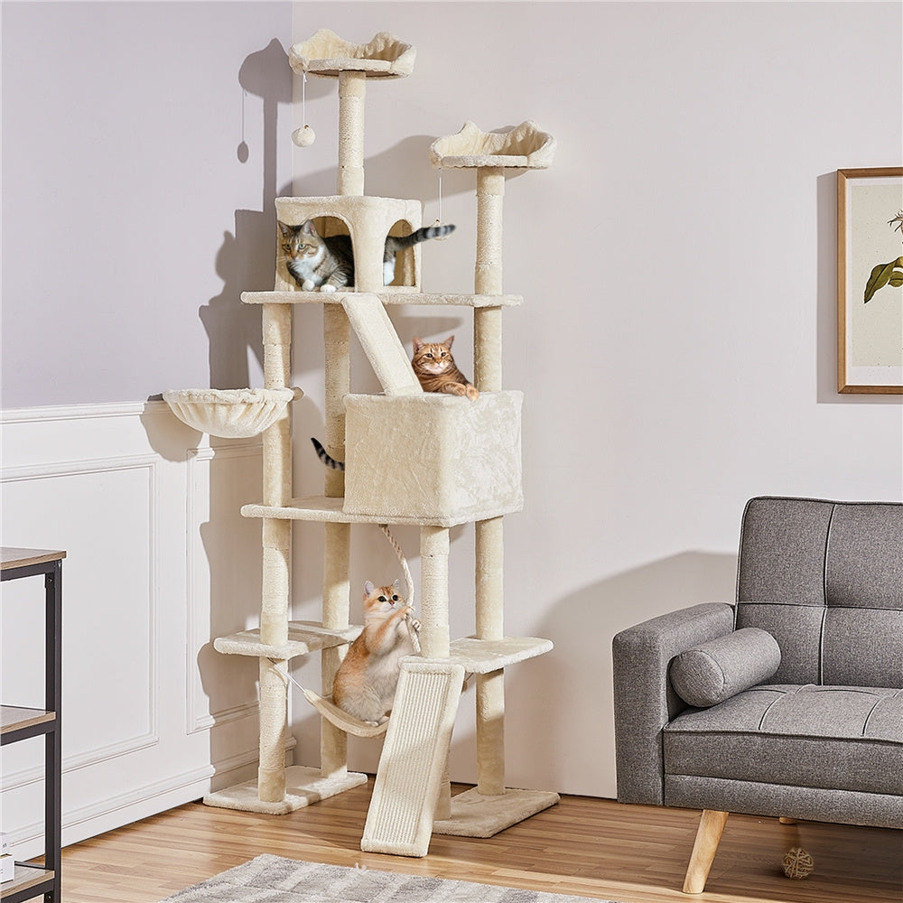 Arbre à Chat Multi-Niveaux 209 cm avec Hamac et Niches