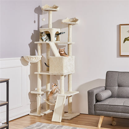 Arbre à Chat Multi-Niveaux 209 cm avec Hamac et Niches