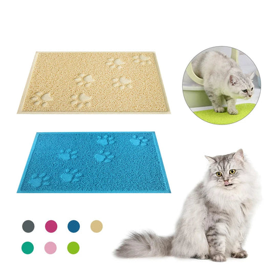 Pet Cat Litter Mat Portable Soft Paws Printed Pad Waterproof Non Slip Pad for House Floor Car Cleaning Supplies PVC Thicken Mat