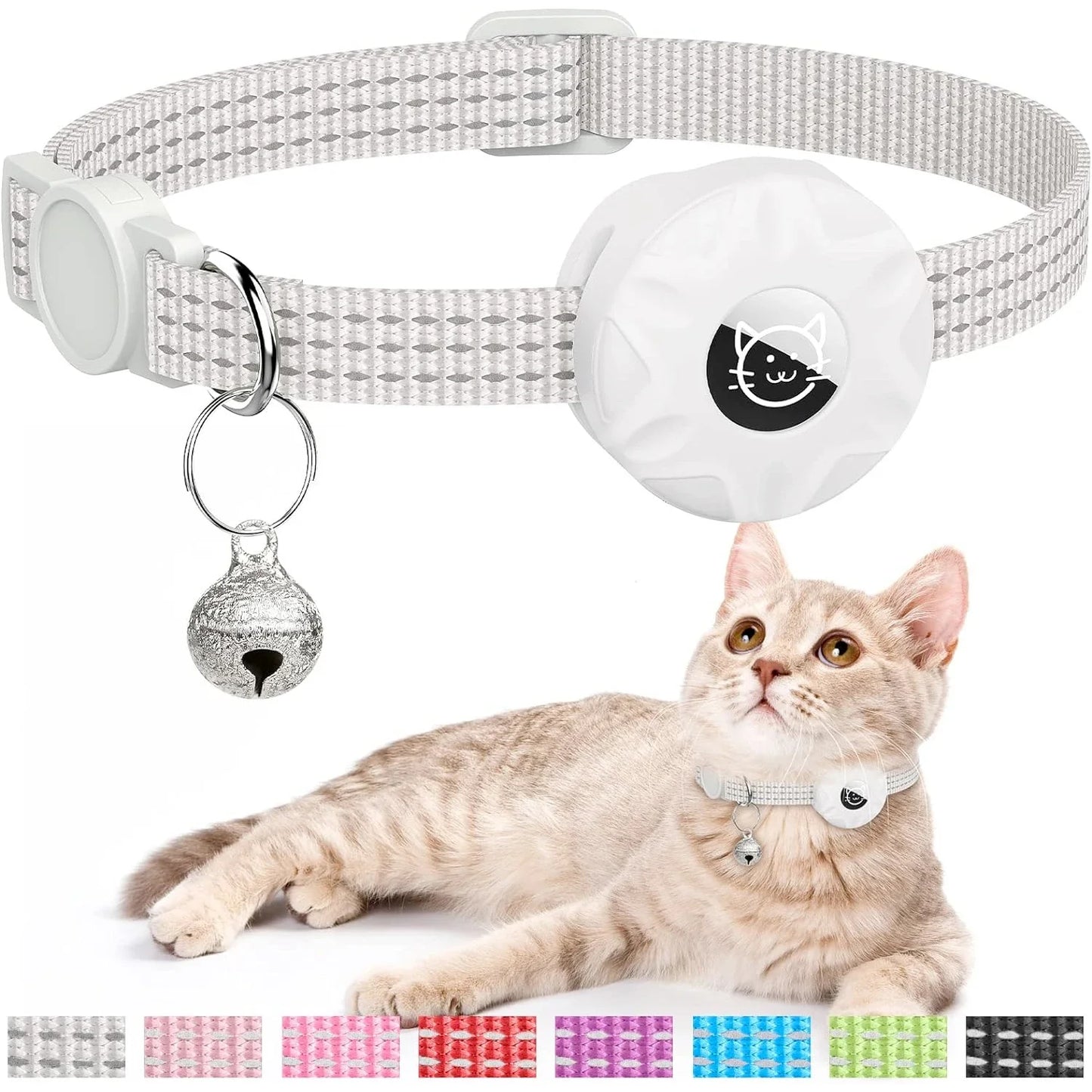 Collier Réfléchissant avec Support AirTag pour Chat