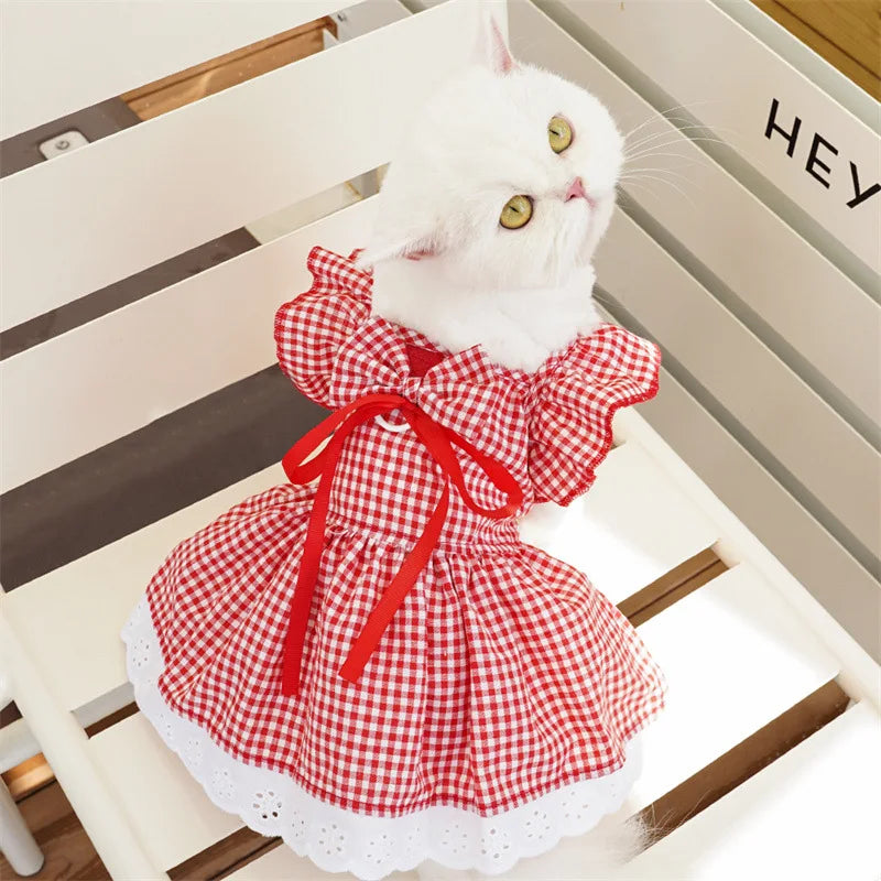 Robe à Motif avec Nœud pour Chien et Chat Élégants