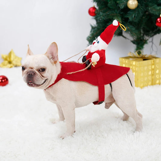 Costume Père Noël Cavalier pour Chiens et Chats