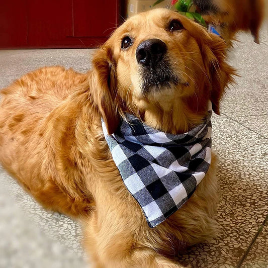 Foulard Bandana à Carreaux pour Chiens – Accessoire en Coton Lavable