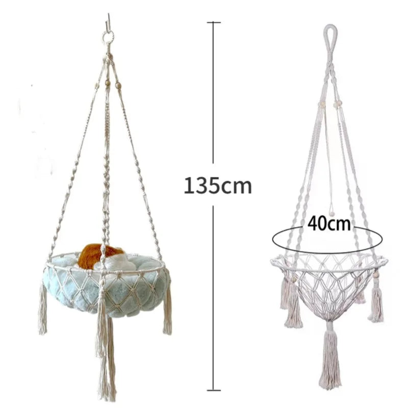 Hamac Suspendu en Corde de Coton pour Chat