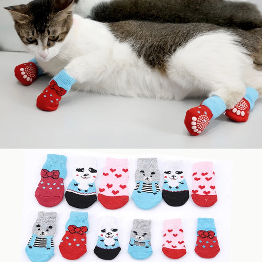 Chaussettes Antidérapantes pour Chiens et Chats – Lot de 4