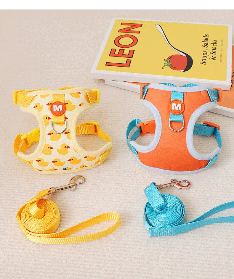 Harnais et Laisse Antifuite Motif Canard ou Éléphant pour Chats et Petits Chiens