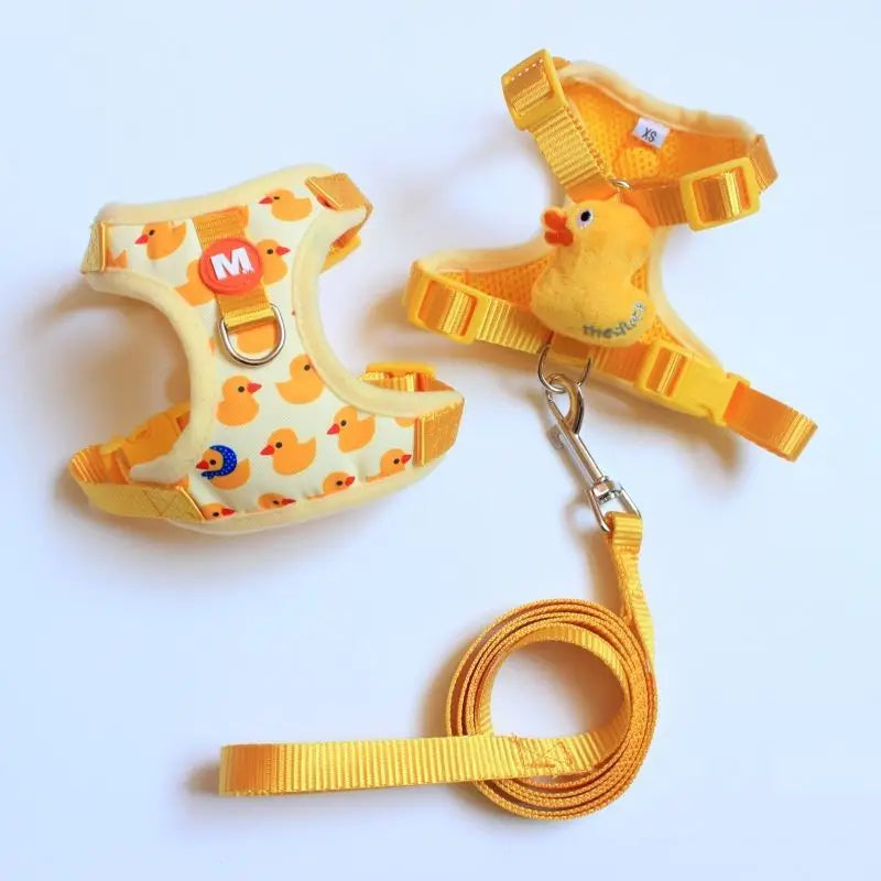 Harnais et Laisse Antifuite Motif Canard ou Éléphant pour Chats et Petits Chiens