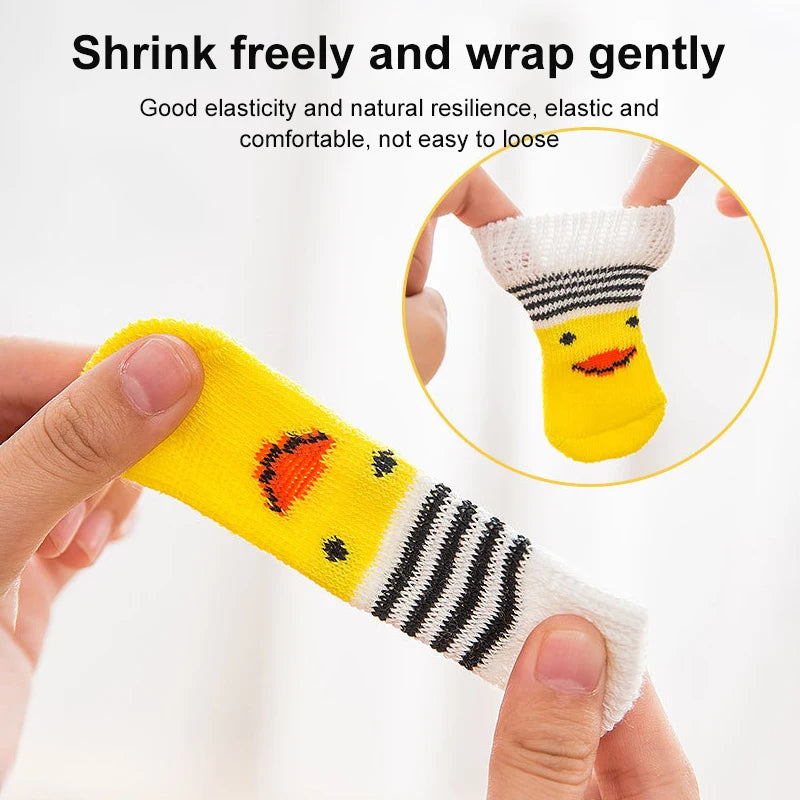 Chaussettes Antidérapantes Motif Canard pour Chiens et Chats – Lot de 4