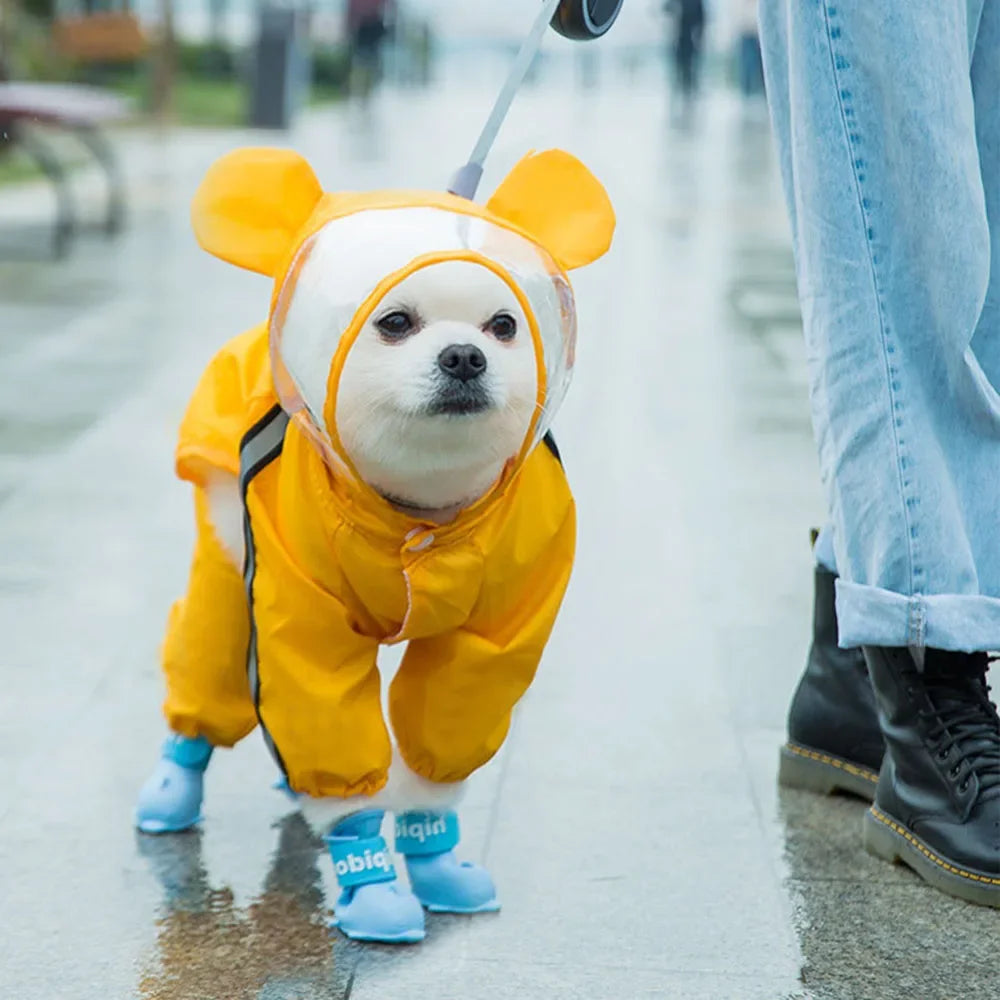 Manteau Imperméable Cartoon pour Chien avec Capuche