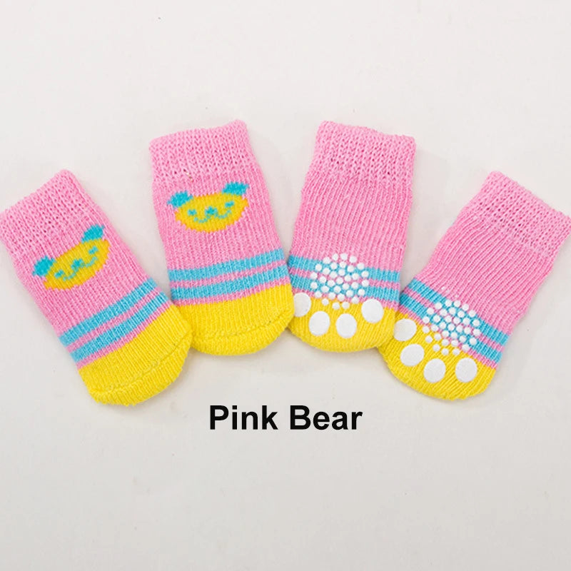 Chaussettes Antidérapantes Motif Canard pour Chiens et Chats – Lot de 4