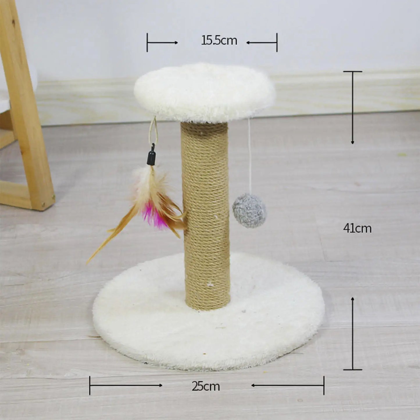 Arbre à Chat Compact en Sisal avec Jouets Suspendus