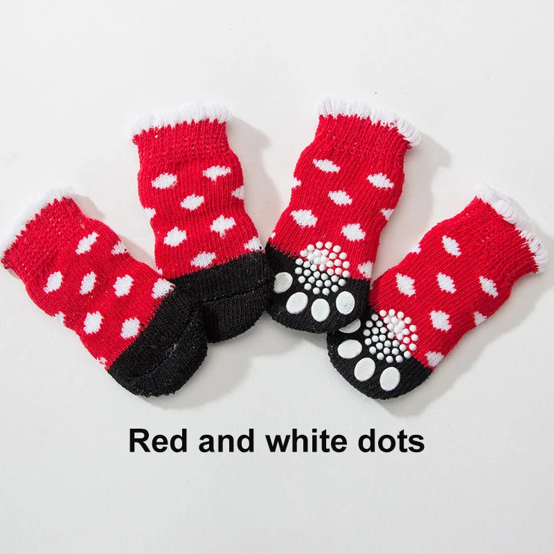 Chaussettes Antidérapantes Motif Canard pour Chiens et Chats – Lot de 4