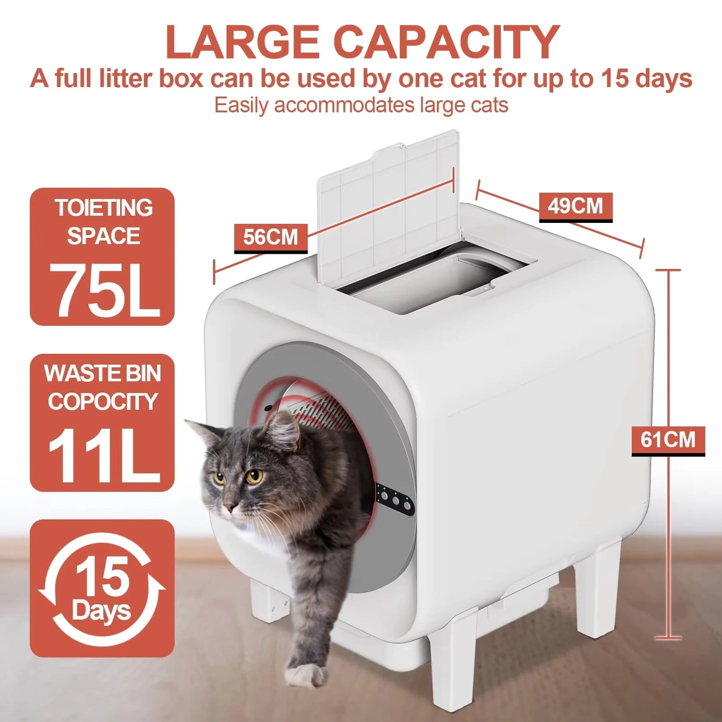 Bac à Litière Automatique Intelligent Cube 75L