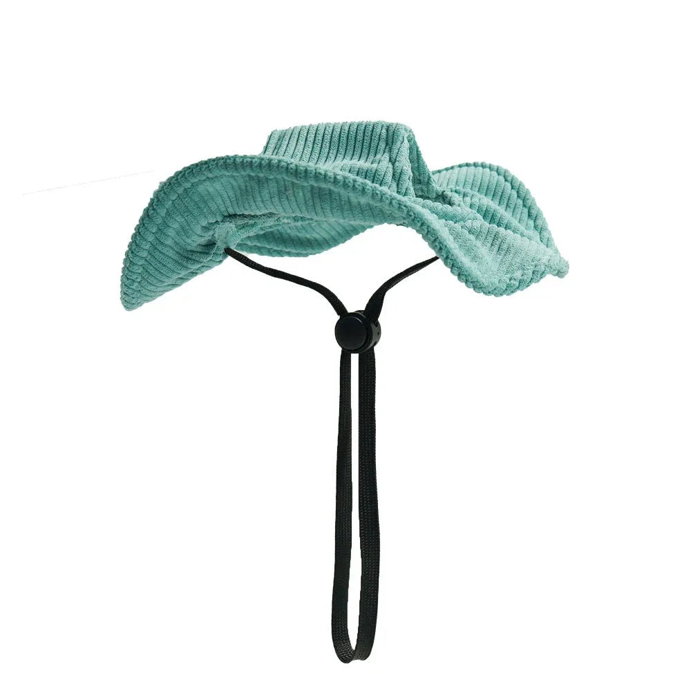 Chapeau Soleil en Velours Côtelé pour Chien avec Trous pour Oreilles