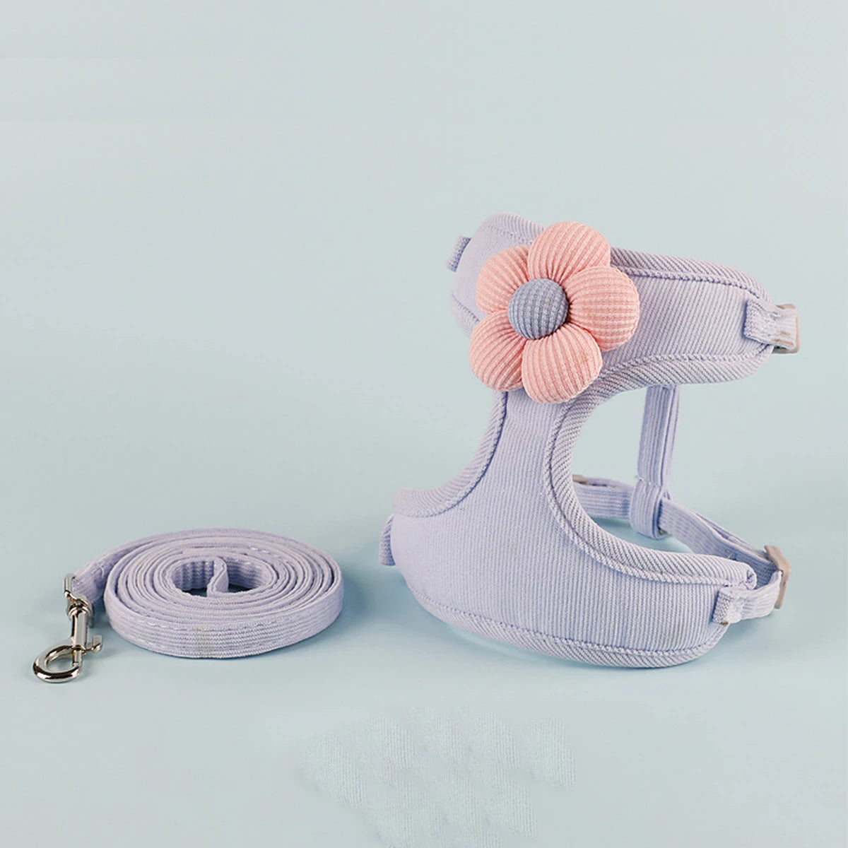 Harnais et Laisse Ajustables pour Chat avec Fleur Décorative