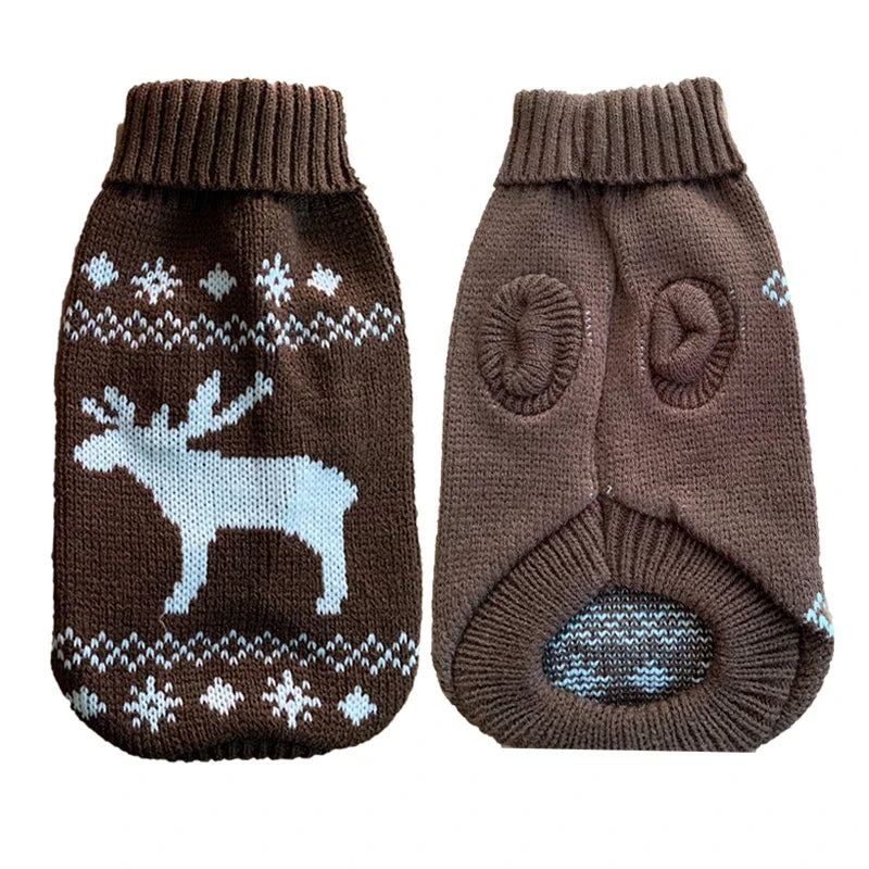 Pull Tricoté pour Chien – Motifs Hiver et Noël