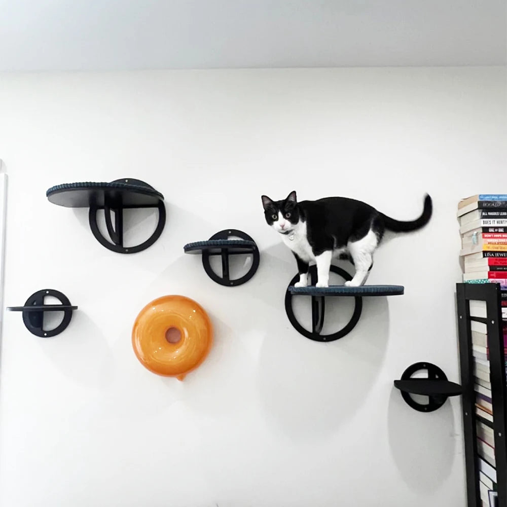 Plateforme Murale Ronde en Bois pour Chats