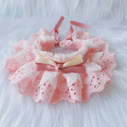 Collerette Dentelle avec Nœud pour Chiens et Chats – Style Élégant et Réglable