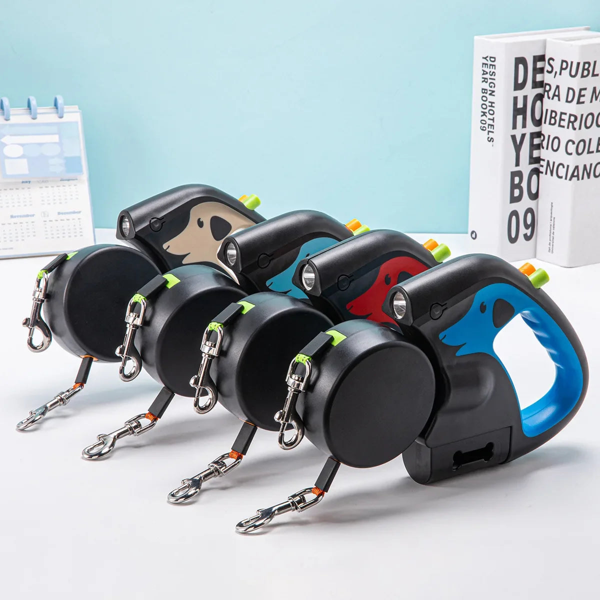 Laisse Enrouleur Double avec Freins Indépendants pour Chien