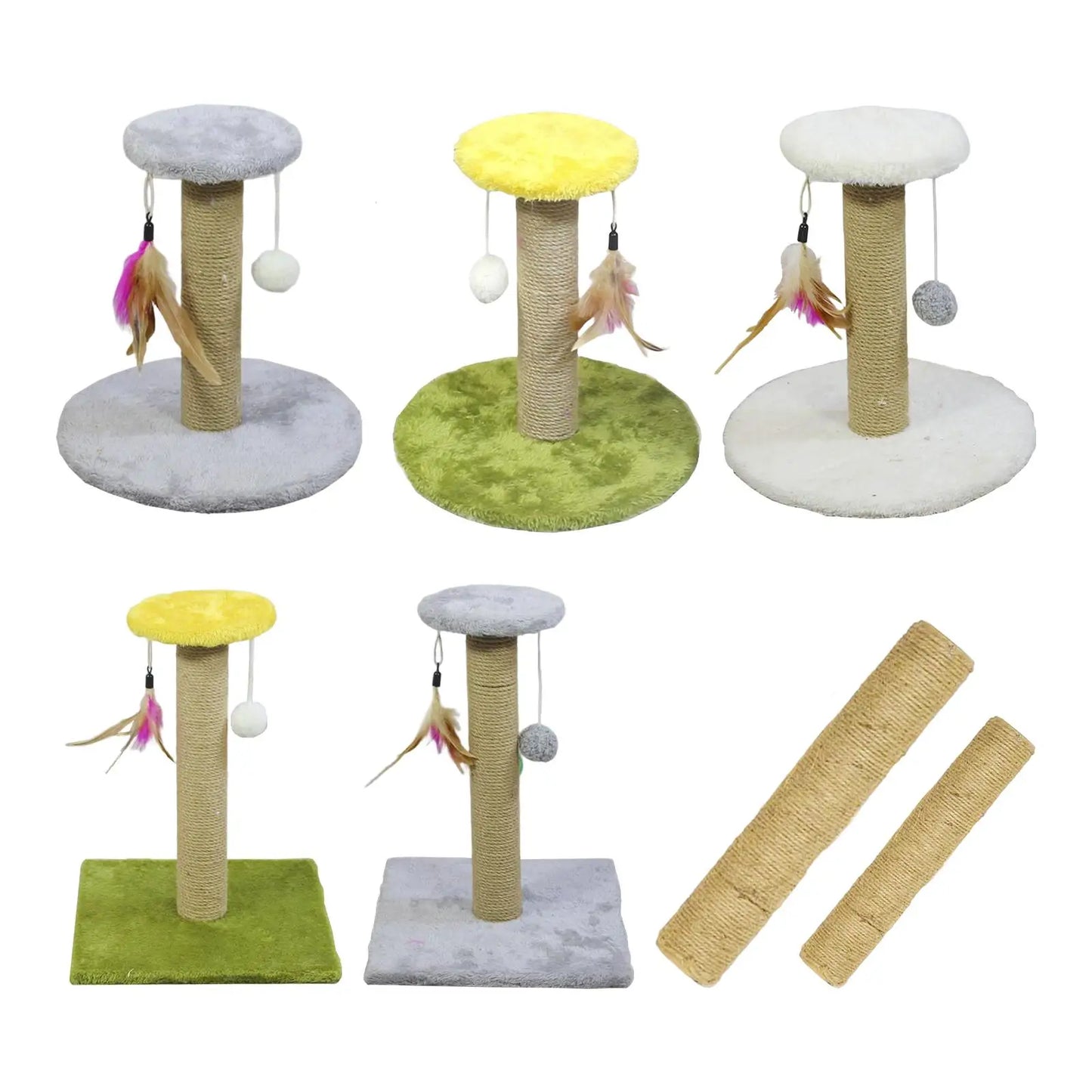 Arbre à Chat Compact en Sisal avec Jouets Suspendus