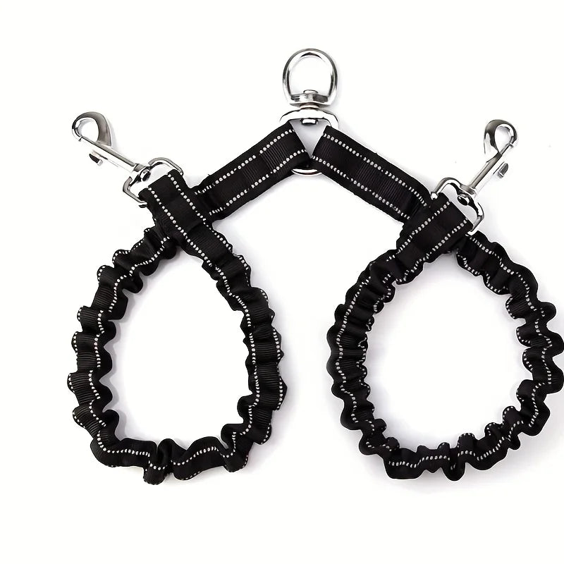 2 en 1 Laisse ou Double Rallonge Élastique Anti-Torsion pour Chien
