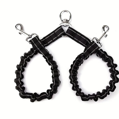 2 en 1 Laisse ou Double Rallonge Élastique Anti-Torsion pour Chien