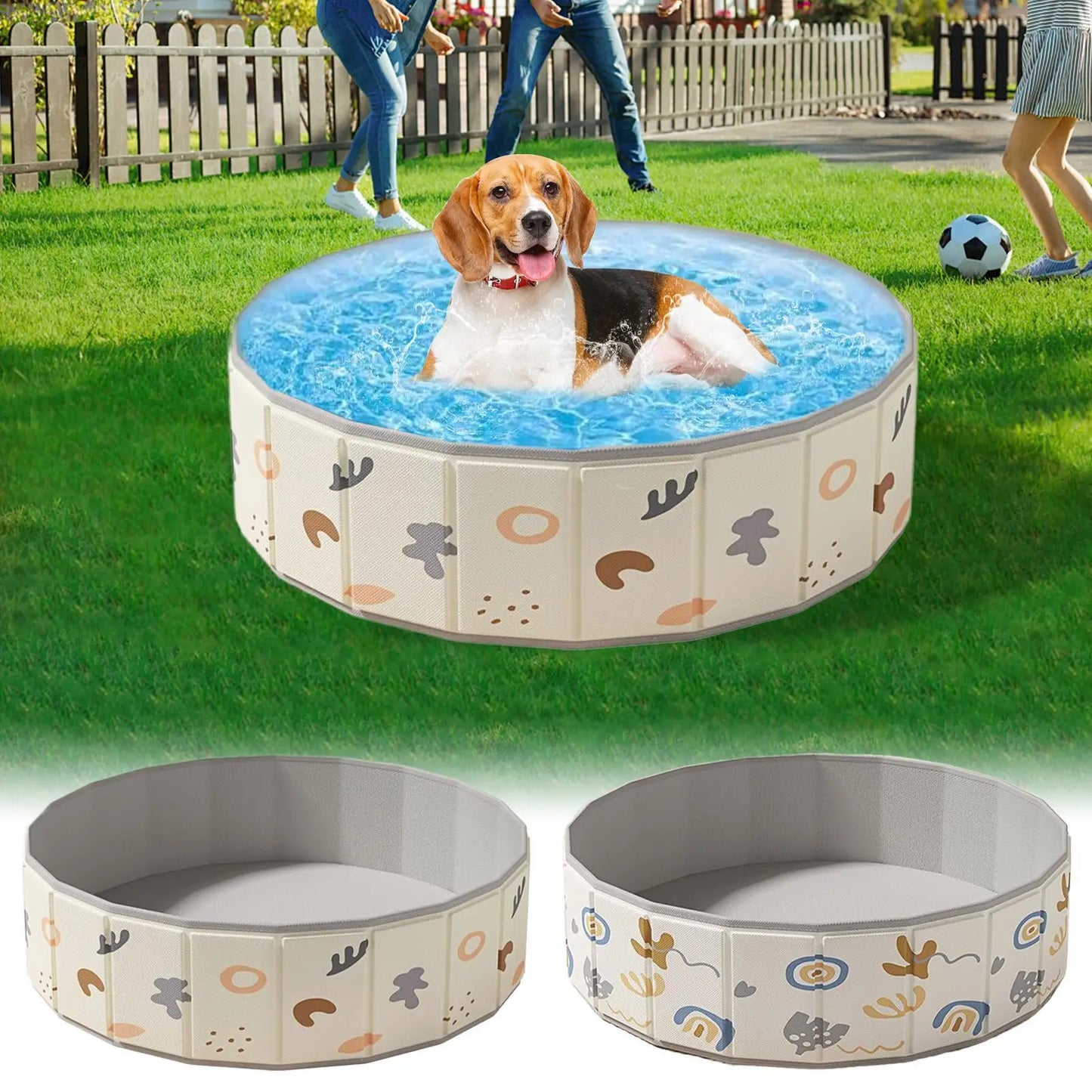Piscine Pliable Ronde pour Chien Motifs Graphiques