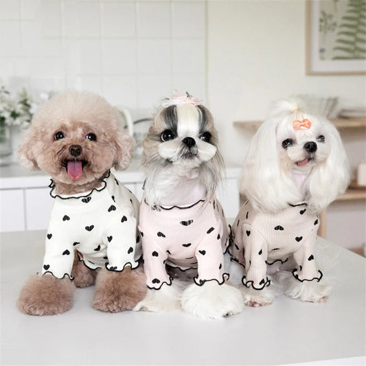 Pyjama Rose à Cœurs Noirs pour Petit Chien