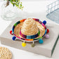 Sombrero Mexicain pour Chat – Chapeau de Paille Coloré à Pompons