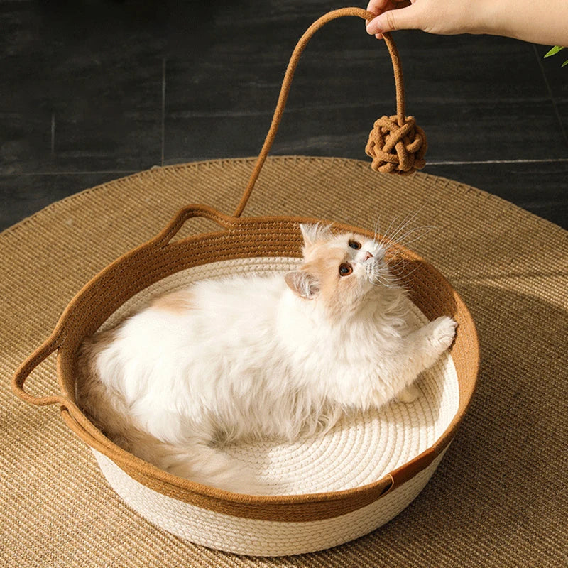 Panier Tressé Confort pour Chat – Design Oreilles & Queue