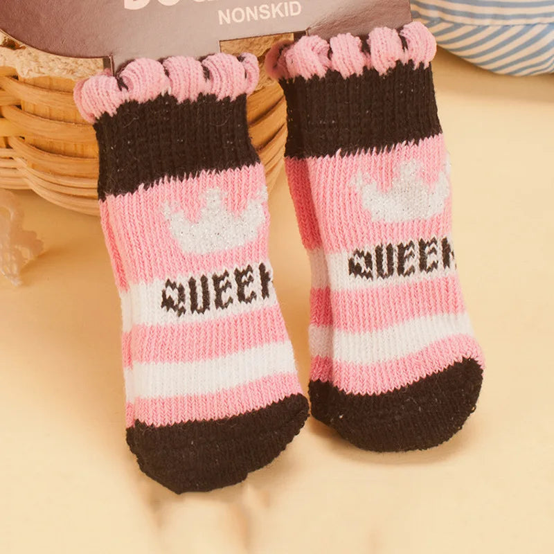 Chaussettes Antidérapantes Motif Canard pour Chiens et Chats – Lot de 4