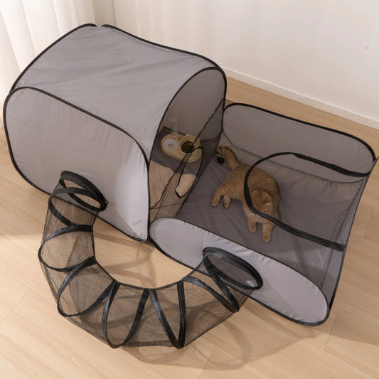 Enclos Pliable avec Tunnel pour Chats et Petits Chiens