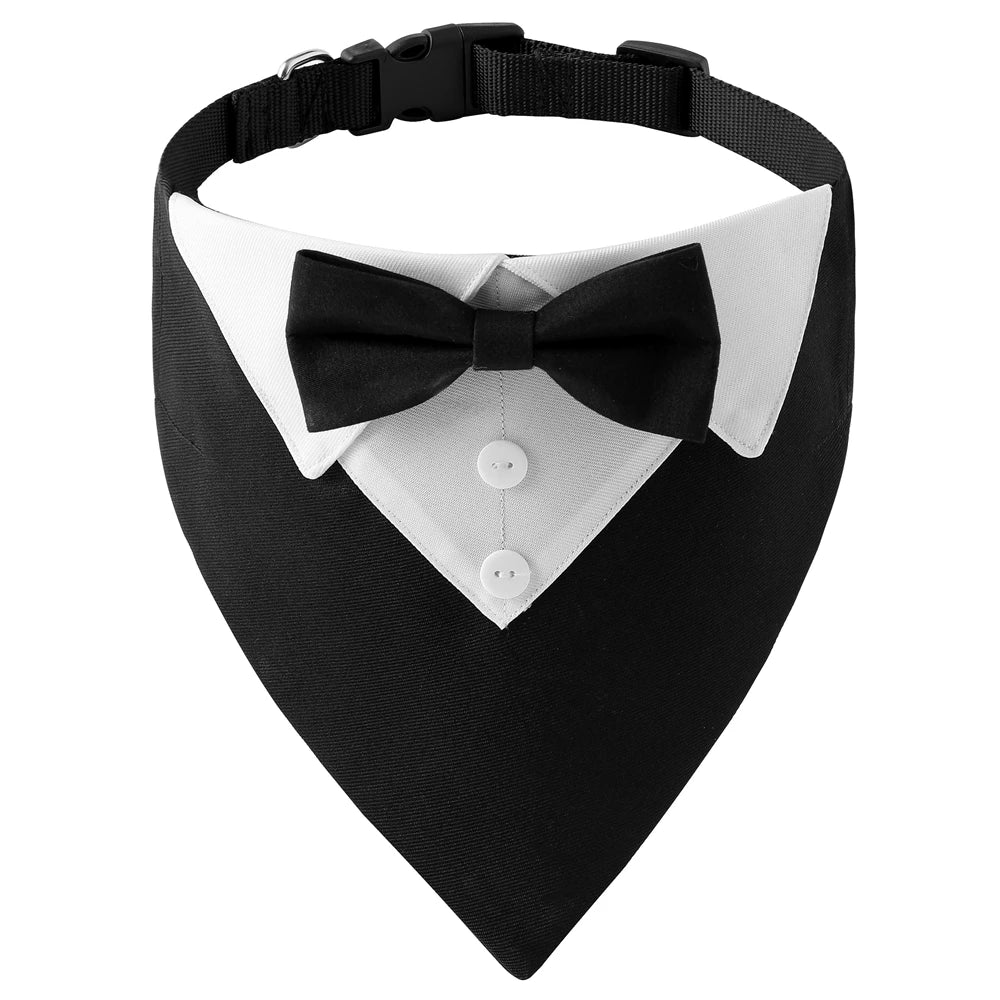 Bandana Smoking avec Nœud Papillon pour Chiens – Tenue de Cérémonie Ajustable