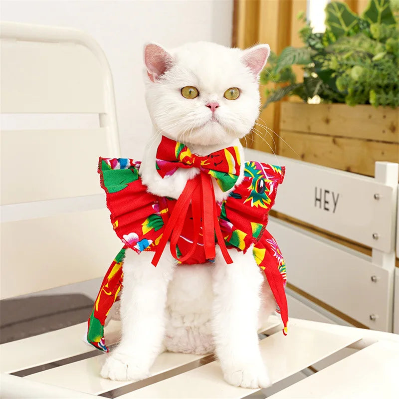 Robe à Motif avec Nœud pour Chien et Chat Élégants
