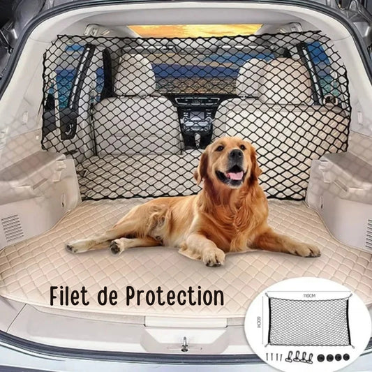 Filet de Protection Voiture pour Chien – Séparateur de Coffre Élastique
