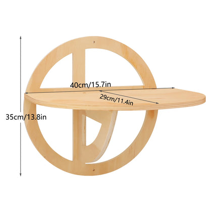 Plateforme Murale Ronde en Bois pour Chats