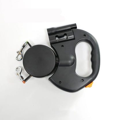 Double Laisse Enrouleur Retractable avec Lanterne pour Chien