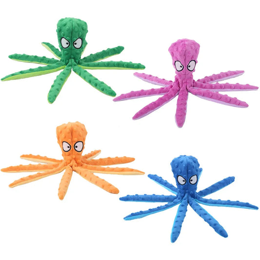 Pieuvre Sonore Multicolore en Peluche pour Chiens