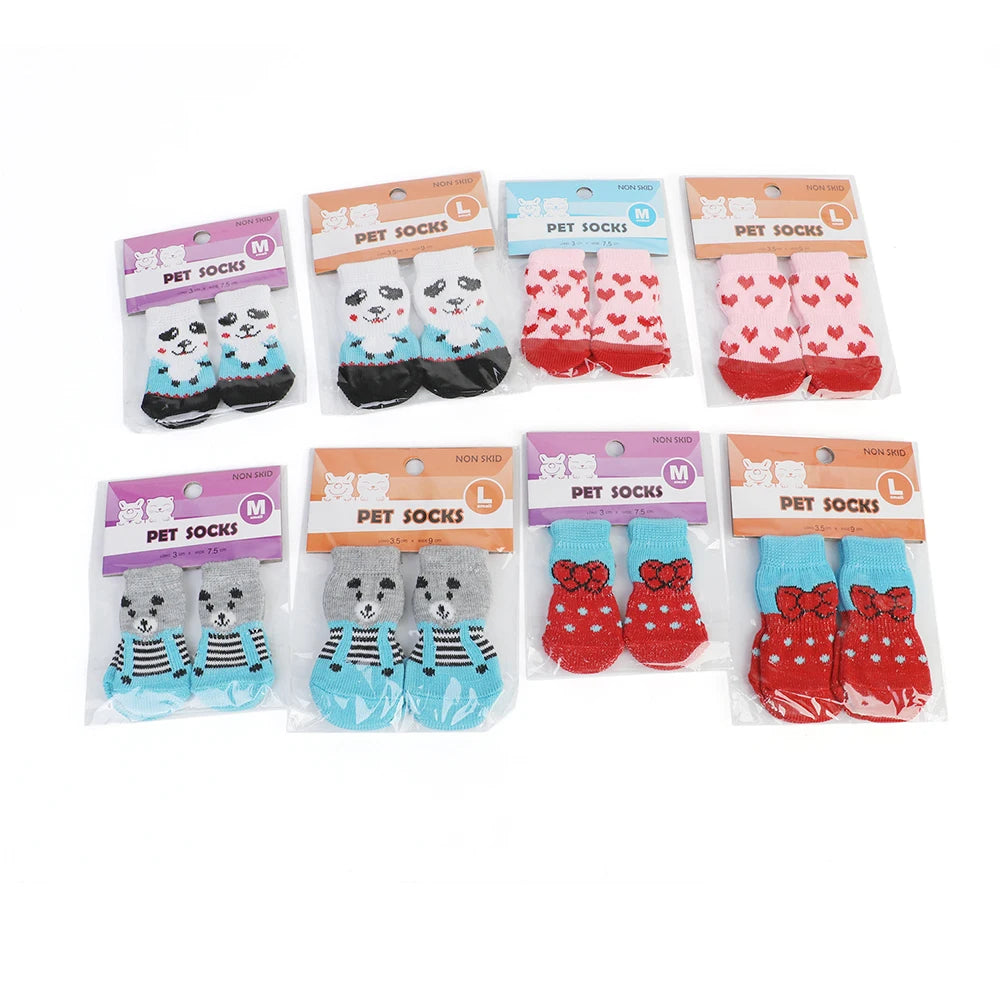 Chaussettes antidérapantes pour chiens et chats – Lot de 4