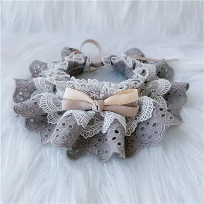 Collerette Dentelle avec Nœud pour Chiens et Chats – Style Élégant et Réglable