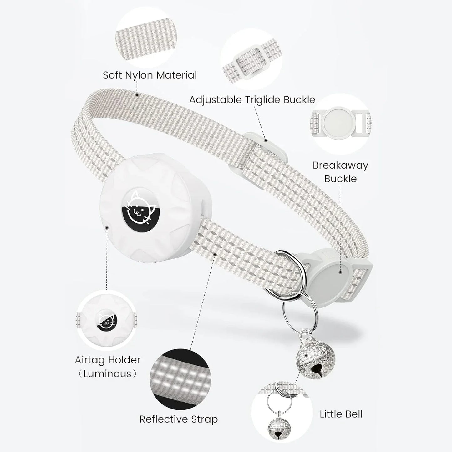 Collier Réfléchissant avec Support AirTag pour Chat