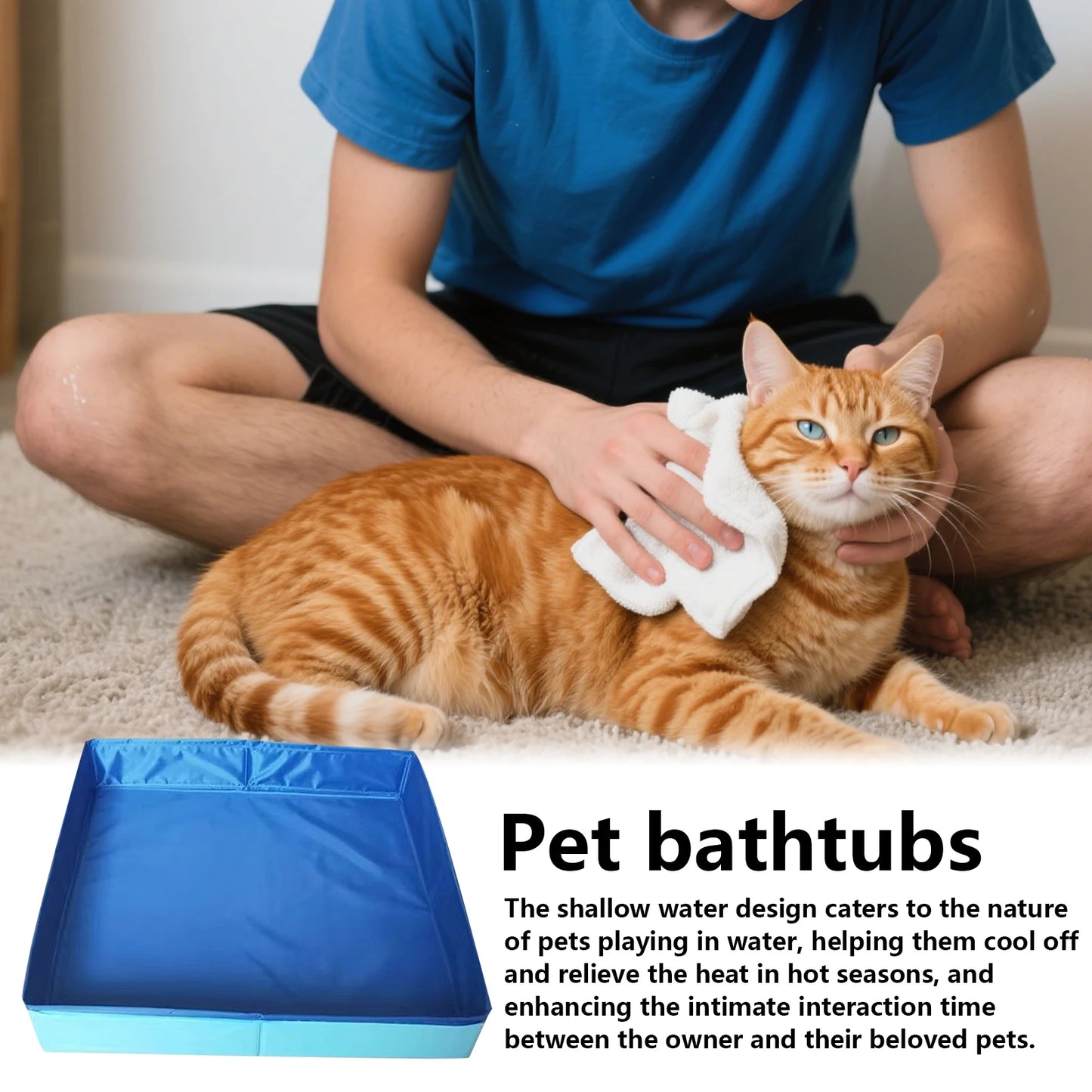 Piscine Carrée Pliable Antidérapante pour Chiens et Chats