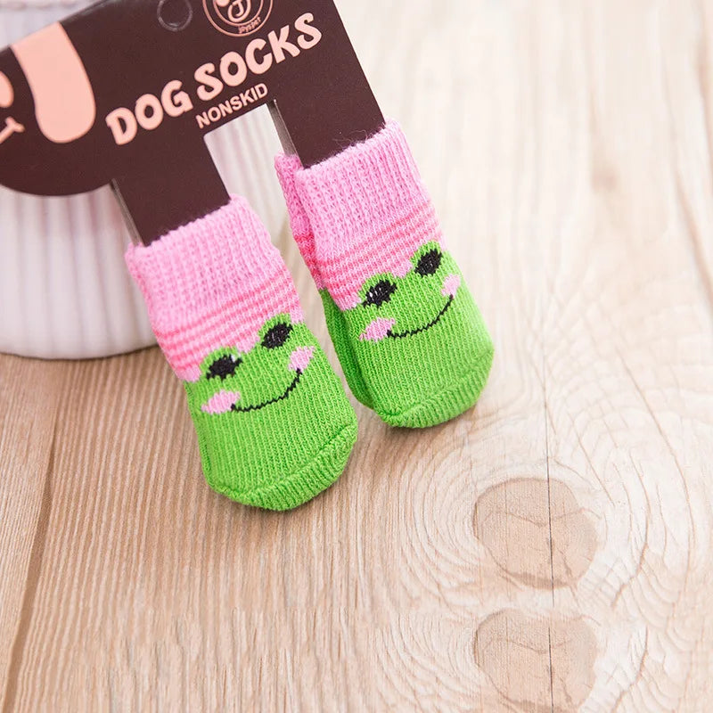 Chaussettes Antidérapantes Motif Canard pour Chiens et Chats – Lot de 4