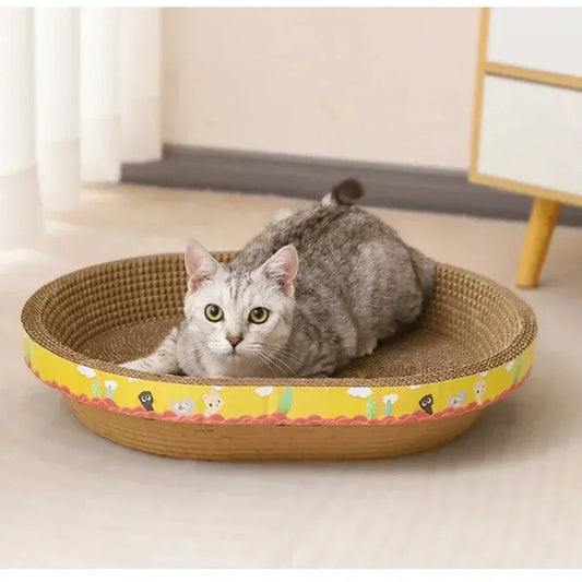 Nid-Griffoir Ovale en Carton Ondulé – Lit et Jouet pour Chats